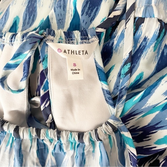 Athleta Sunset Maxi Dress Women's Size S Blue Rayon Halter Sleeveless Side Slit - Picture 6 of 7